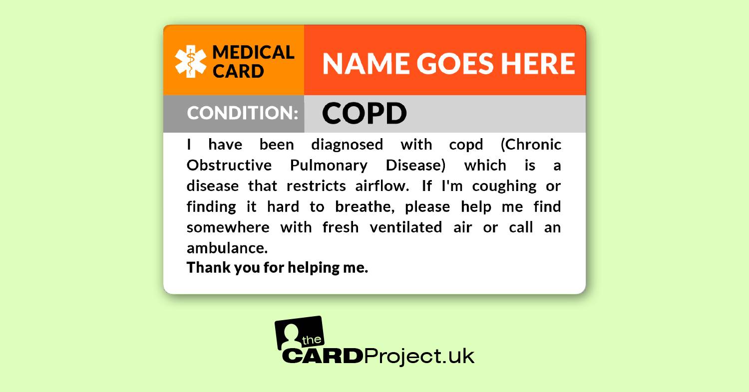 COPD (Chronic Obstructive Pulmonary Disease) Awareness Medical ID Alert Card (FRONT)